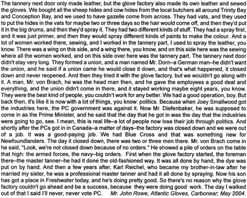 Mr. John Rowe talks about Atlantic Gloves