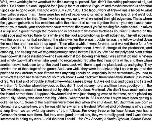 Mr. Rex Snooks talks about Atlantic Gypsum