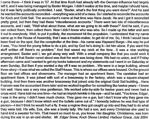 Mr. Edgar Snow talks about Koch Shoes