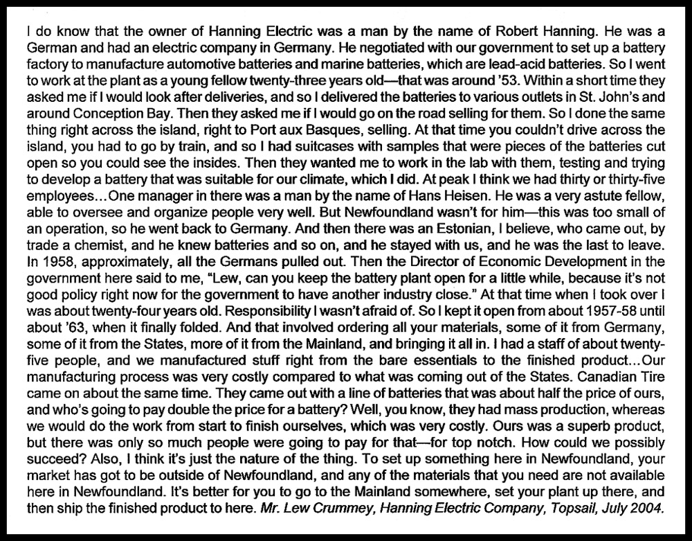 Mr. Lew Crummey talks about Hanning Electric